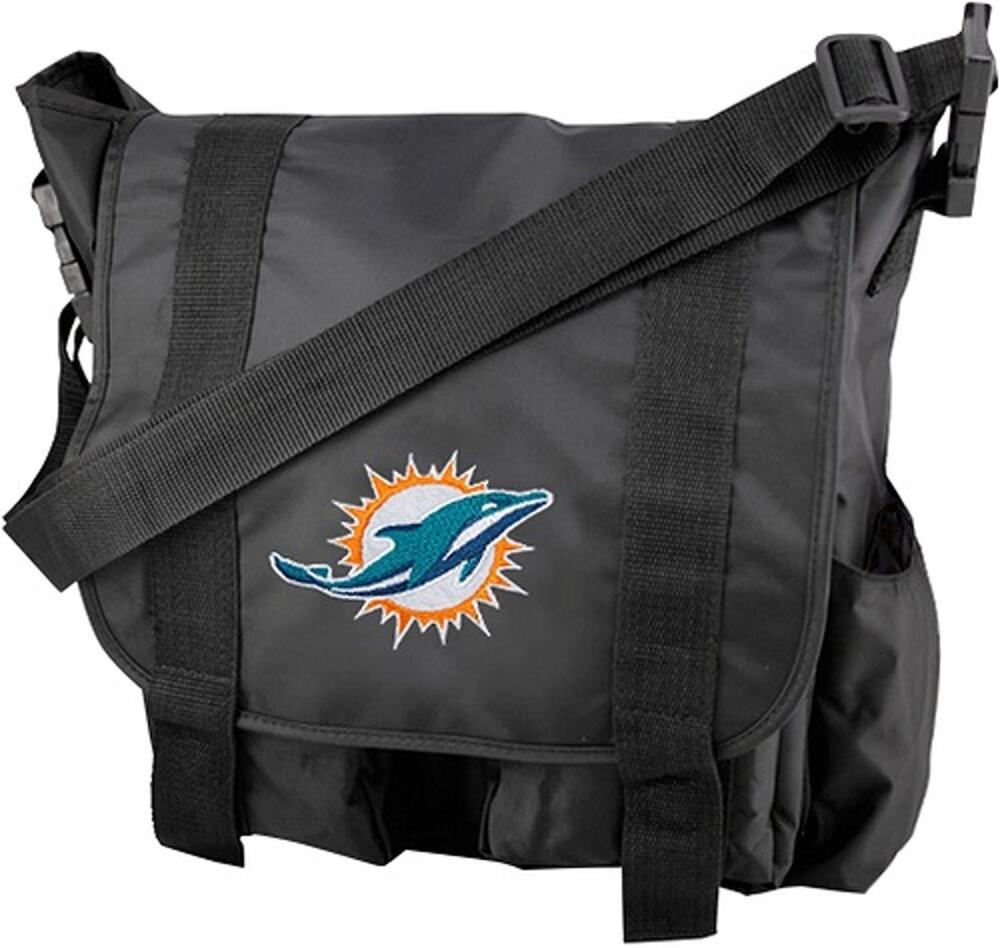 NFL Miami Dolphins Premium Diaper Bag With Changing Pad Baby Shower Black Logo